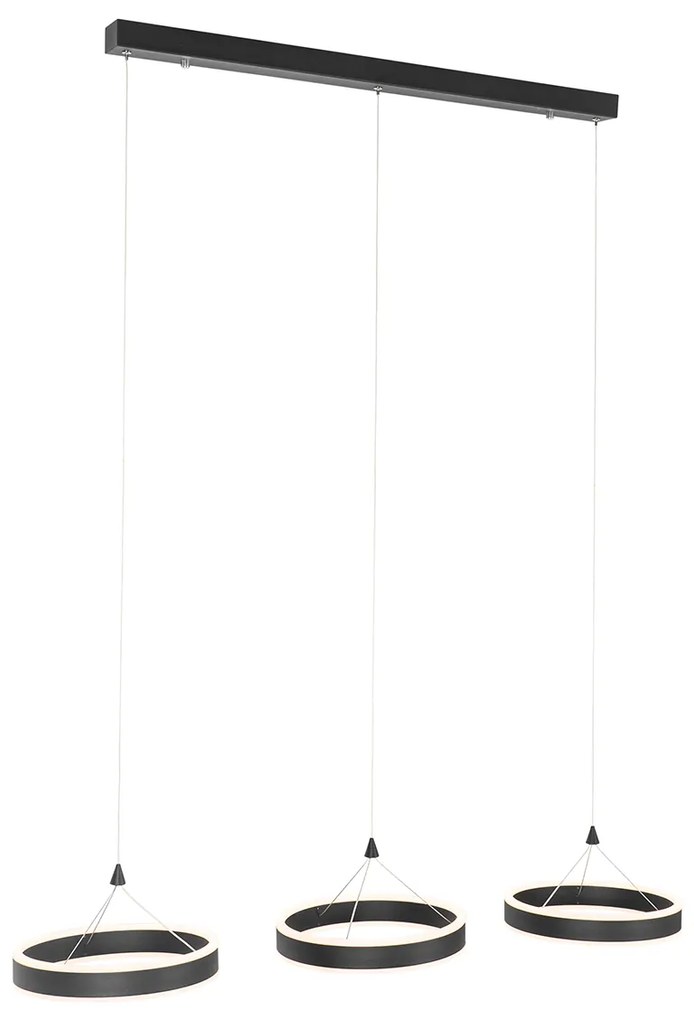 Hanglamp zwart langwerpig incl. LED 3-staps dimbaar 3-lichts - Lyani