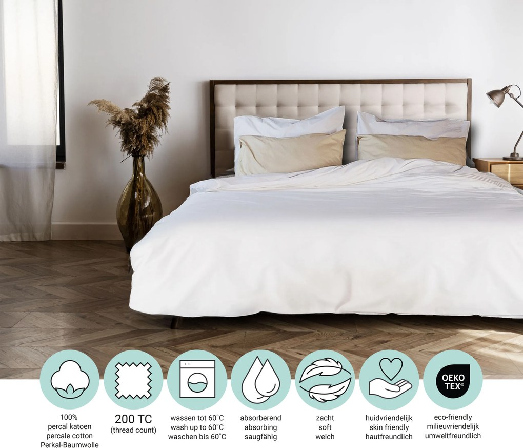 Dekbedovertrek Percal– 100% percal katoen – 140×200/220 – wit