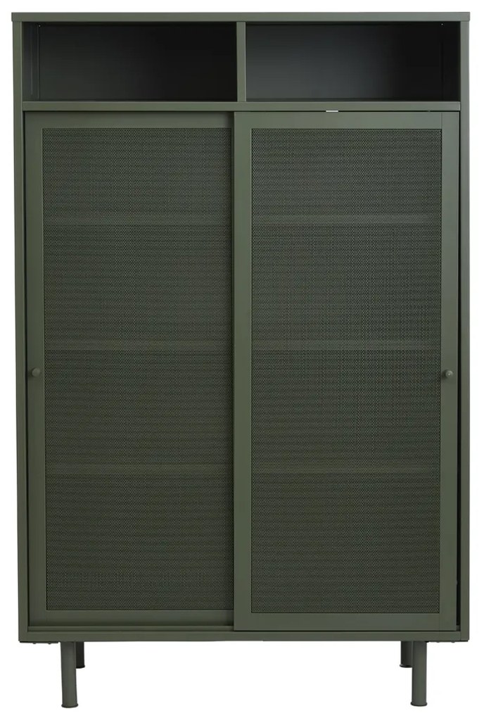 Metalen Kast Groen Met Schuifdeuren - 90x40x140cm.