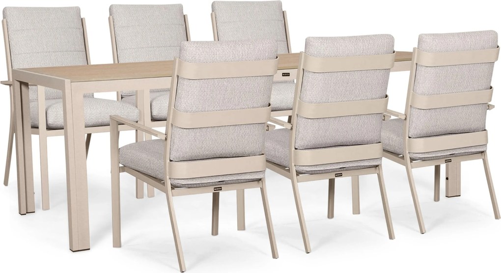 Tuinset 6 personen 205 cm Aluminium Zand/Beige Lifestyle Garden Furniture Lecce/Creta
