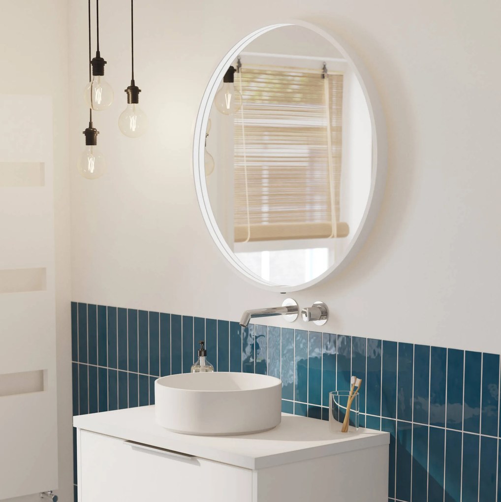 Ben Callisto ronde spiegel met LED verlichting en anti-condens Ø80cm mat wit