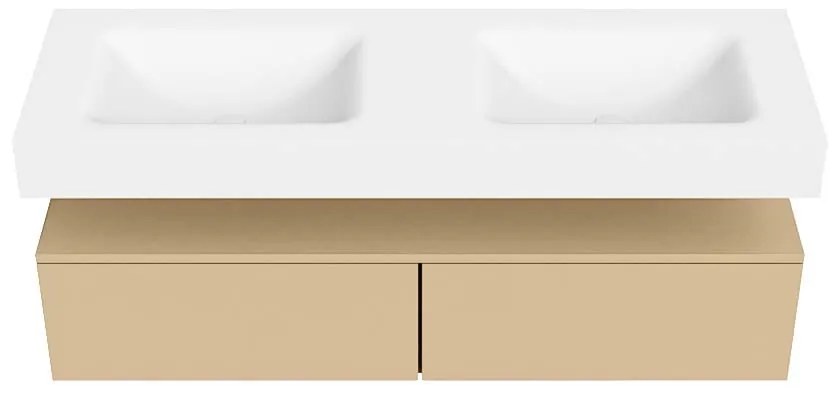 Zaro Alan badmeubel 140cm sand 2 lades met vrijhangende wastafel cloud dubbel zonder kraangat talc