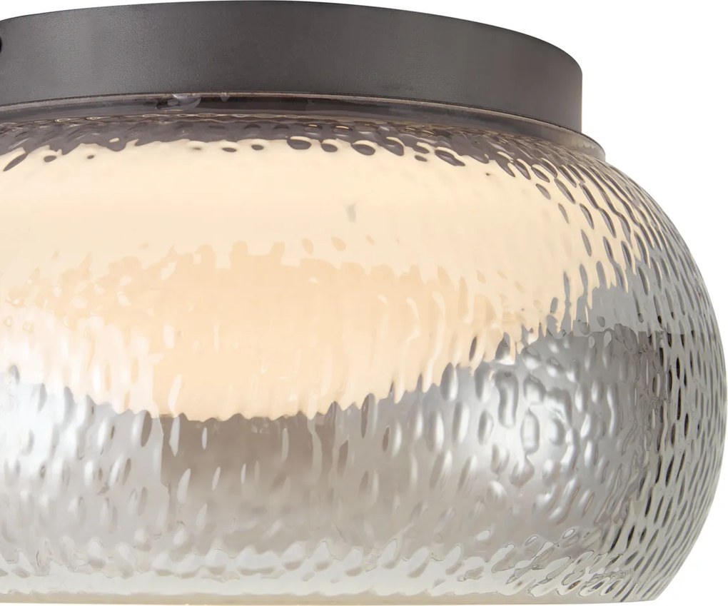 Art Deco plafondlamp gunmetal met smoke glas incl. LED 3-staps dimbaar - Thimble