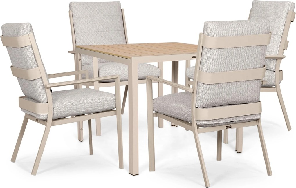 Tuinset 4 personen 909 cm Aluminium Zand/Beige Lifestyle Garden Furniture Lecce/Creta