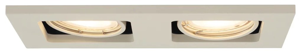 Set van 6 Moderne inbouwspot beige GU10 50mm draai- en kantelbaar 2-lichts - Qure