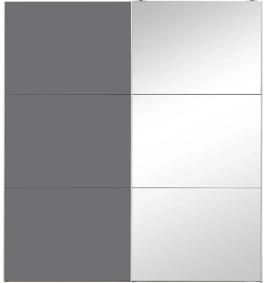 Goossens Kledingkast Easy Storage Sdk, 153 cm breed, 220 cm hoog, 1x 3 paneel glas schuifdeur li en 1x 3 paneel spiegel schuifdeur re