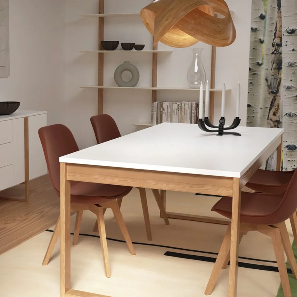 Tenzo Birka Scandinavische Eettafel Wit Met Eiken - 180 X 90cm.