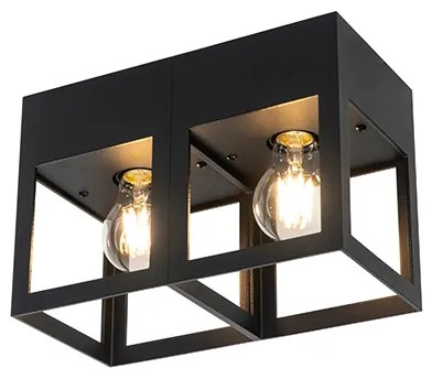 Moderne plafondlamp zwart 2-lichts - Cela