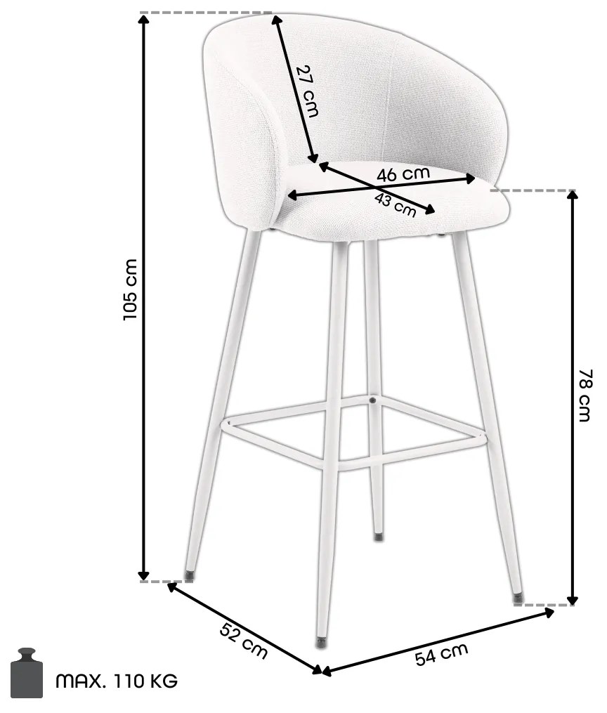 CLARA Beige (Basel 24 stof)/beige frame - GESTOFFEERDE BARSTOEL VOOR KEUKEN/WOONKAMER/RESTAURANT