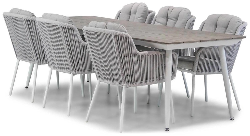 Tuinset 6 personen 240 cm Aluminium/Rope /Aluminium/polywood Wit Santika Furniture Santika