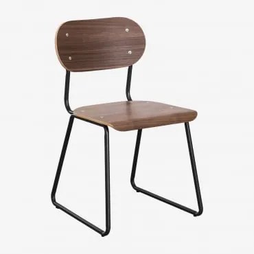 Set Van 4 Jodie Eetkamerstoelen Van Walnootfineer Zwart - Sklum