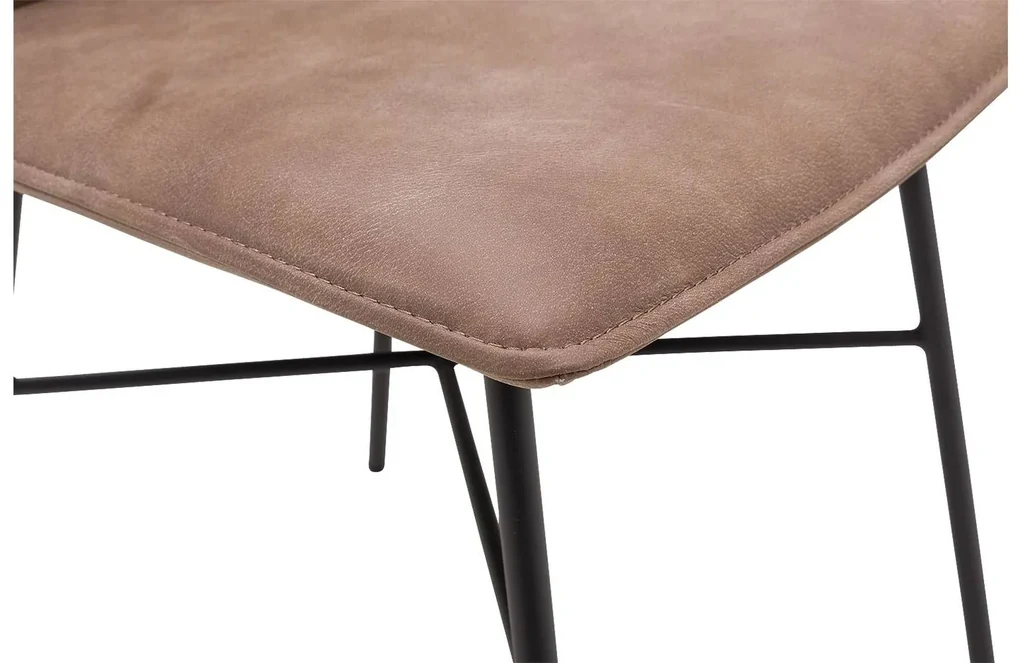 Goossens Eetkamerstoel Daan bruin leer leuning, modern design