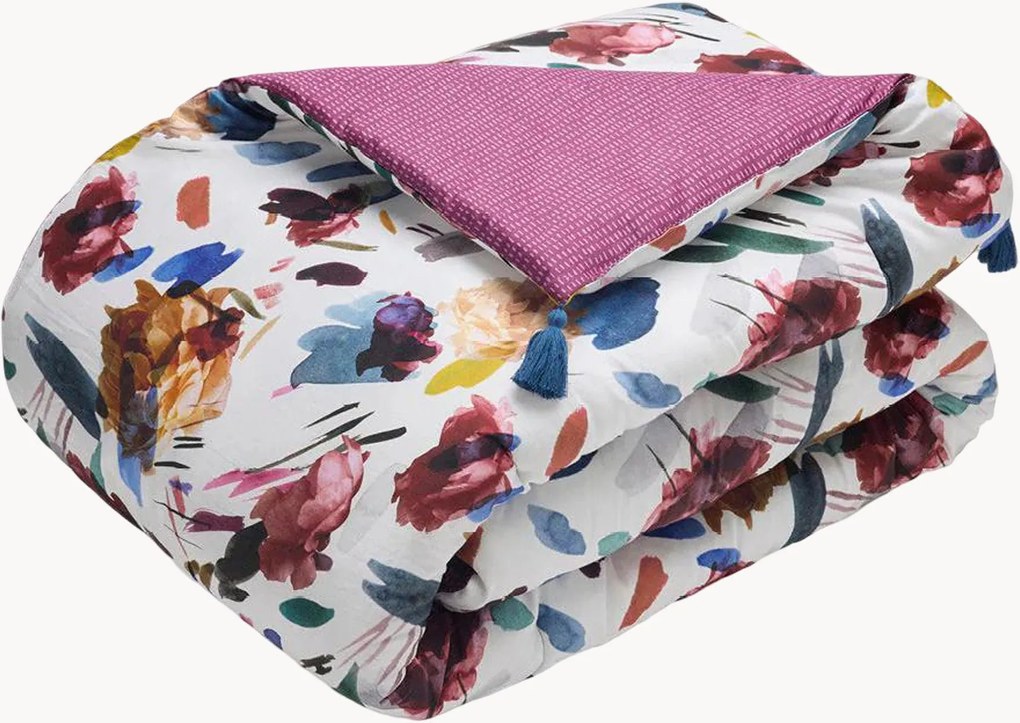 Katoenen satijnen deken met artistieke bloemen