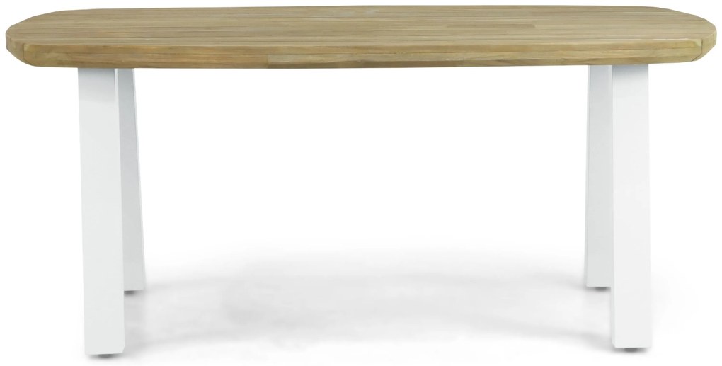 Dining Tuintafel rechthoekig 180 x 100 cm Aluminium/Teak Wit Falcon/Cardiff