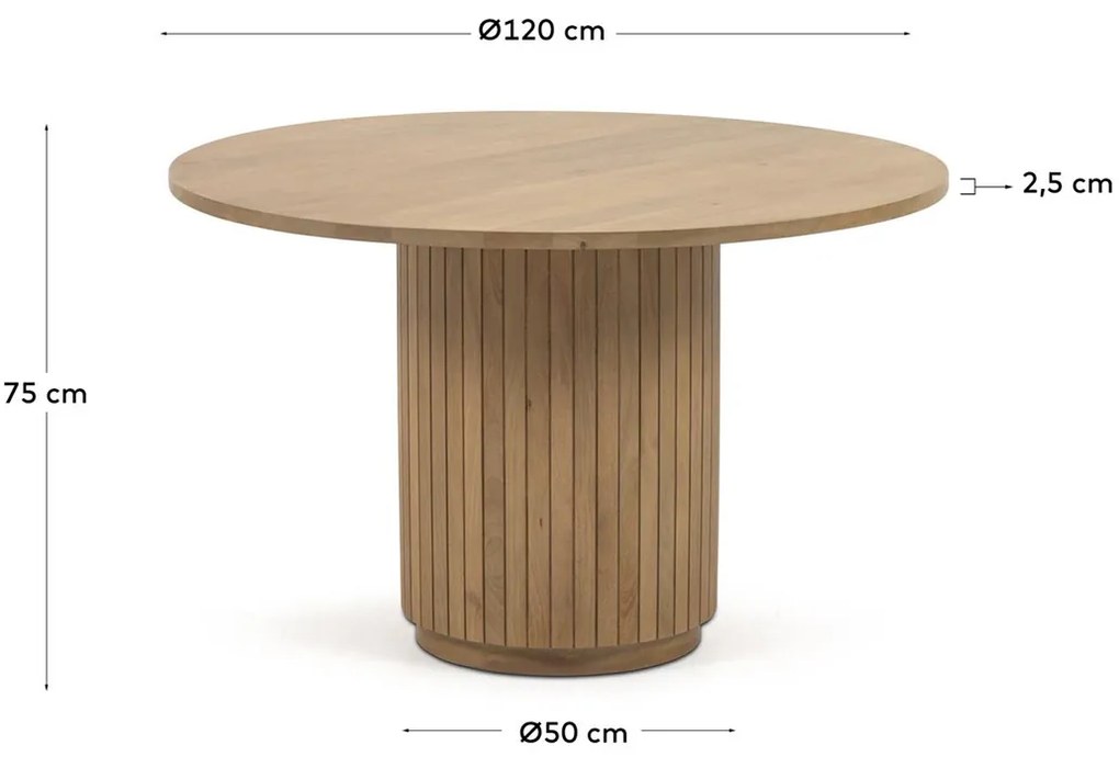 Kave Home Licia Ronde Eettafel Massief Acacia Hout 120 Cm - 120 X 120cm.