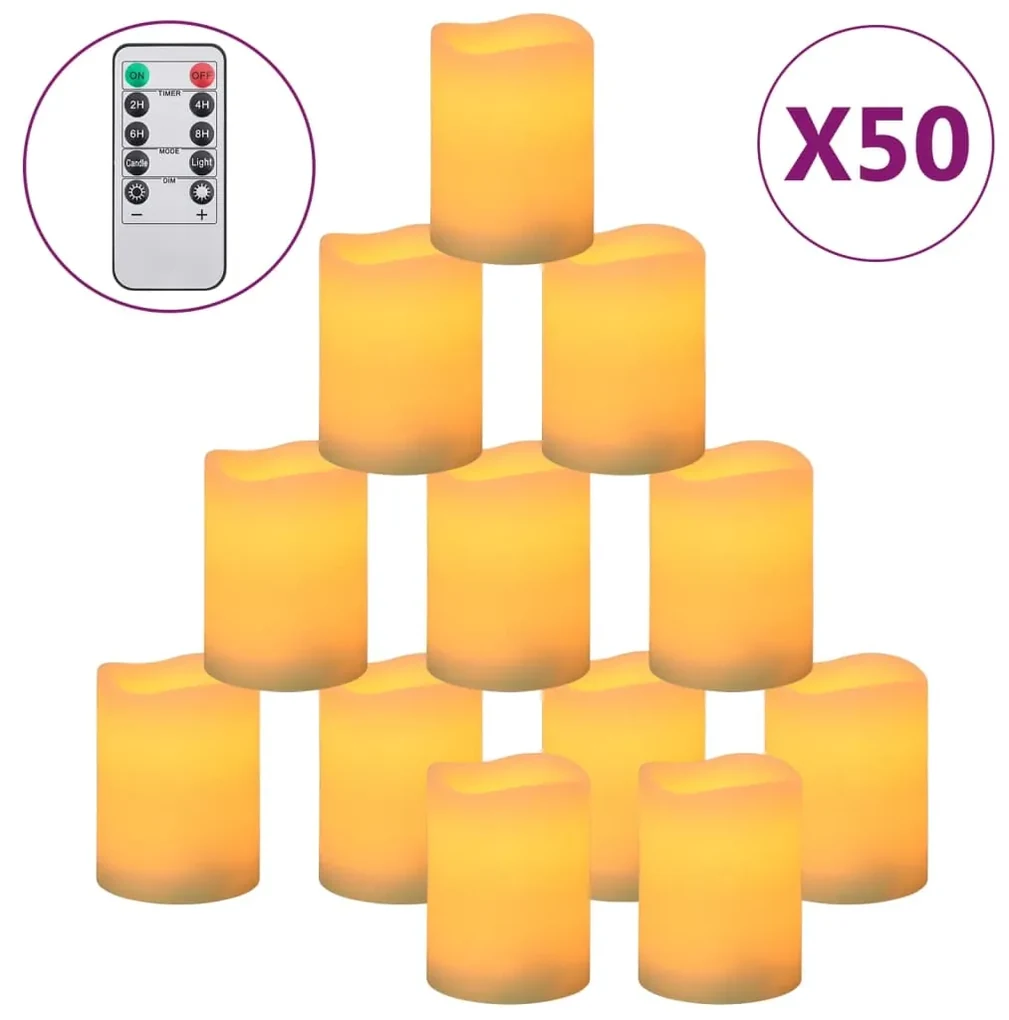 vidaXL LED-kaarsen 50 st vlamloos met afstandsbediening warmwit