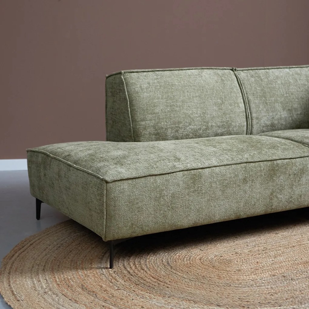 PEPP Interiors River Moderne U-bank Groene Stof Chaise Longue Rechts