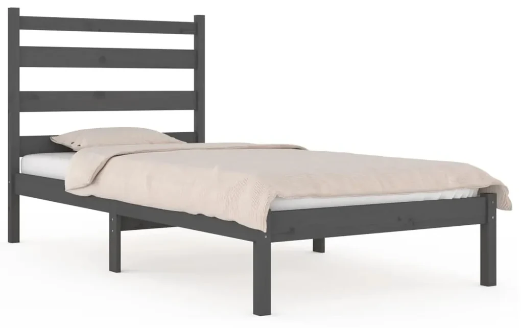 vidaXL Bedframe massief grenenhout grijs 90x190 cm 3FT Single