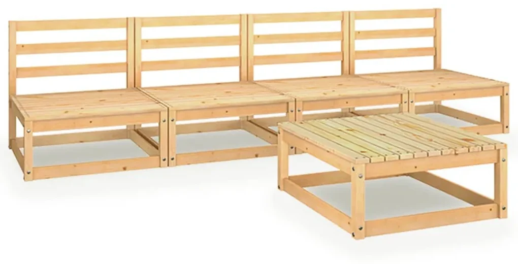 vidaXL 5-delige Loungeset massief grenenhout