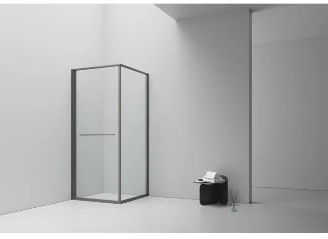 Aloni Inslide Douchecabine - 90x90x200cm - veiligheidsglas - 6mm - omkeerbaar - gunmetal DW-9090GG