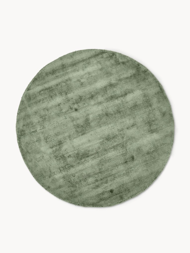 Rond handgeweven viscose vloerkleed Jane