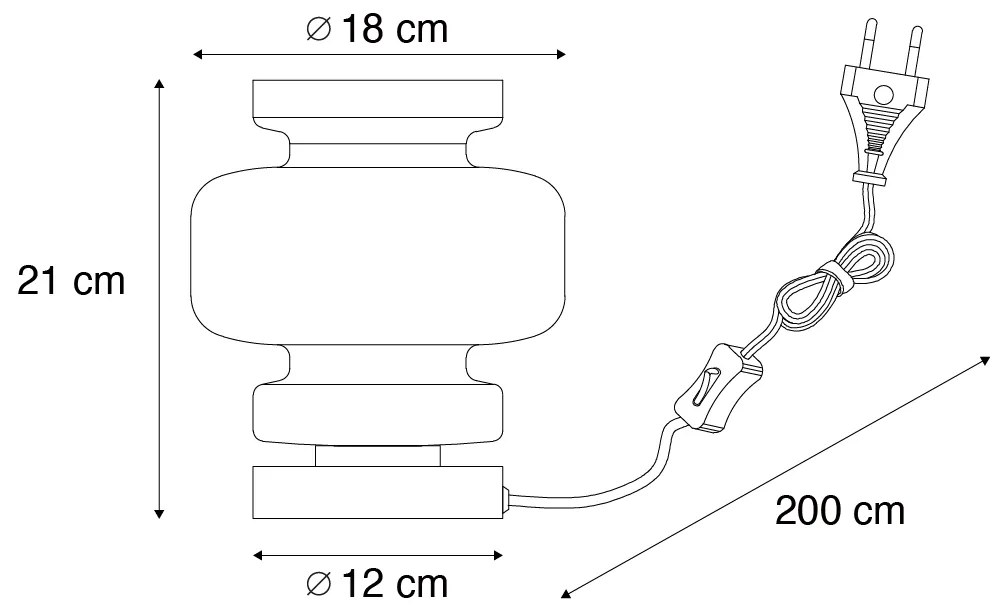 Retro tafellamp zwart met groen glas - Denise Retro E27 rond Binnenverlichting Lamp