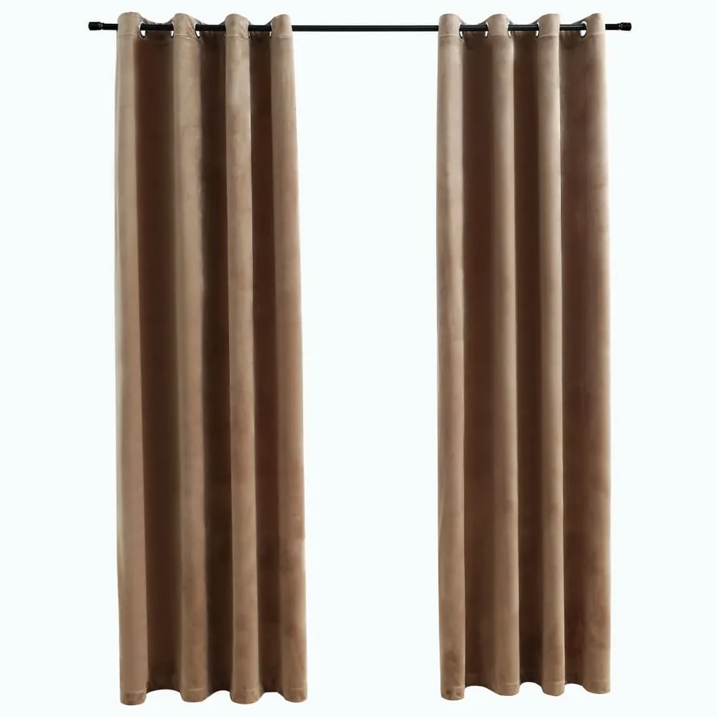 vidaXL Gordijn verduisterend met ringen 2 st 140x245 cm fluweel beige