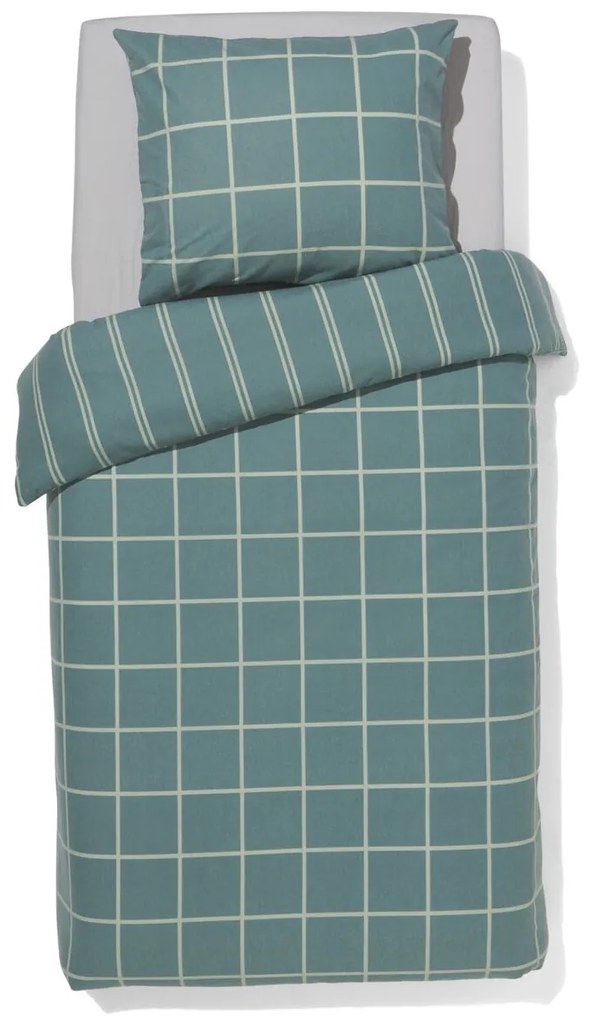 HEMA Dekbedovertrek Flanel 140x200/220 Ruit/streep (groen)