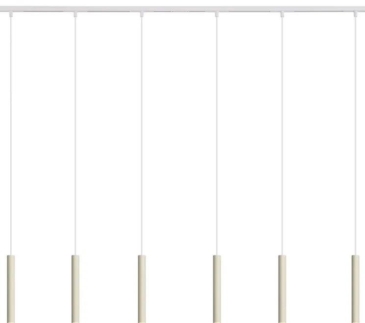 Modern railsysteem met 6 hanglampen beige met wit 1-fase - Slimline Keno