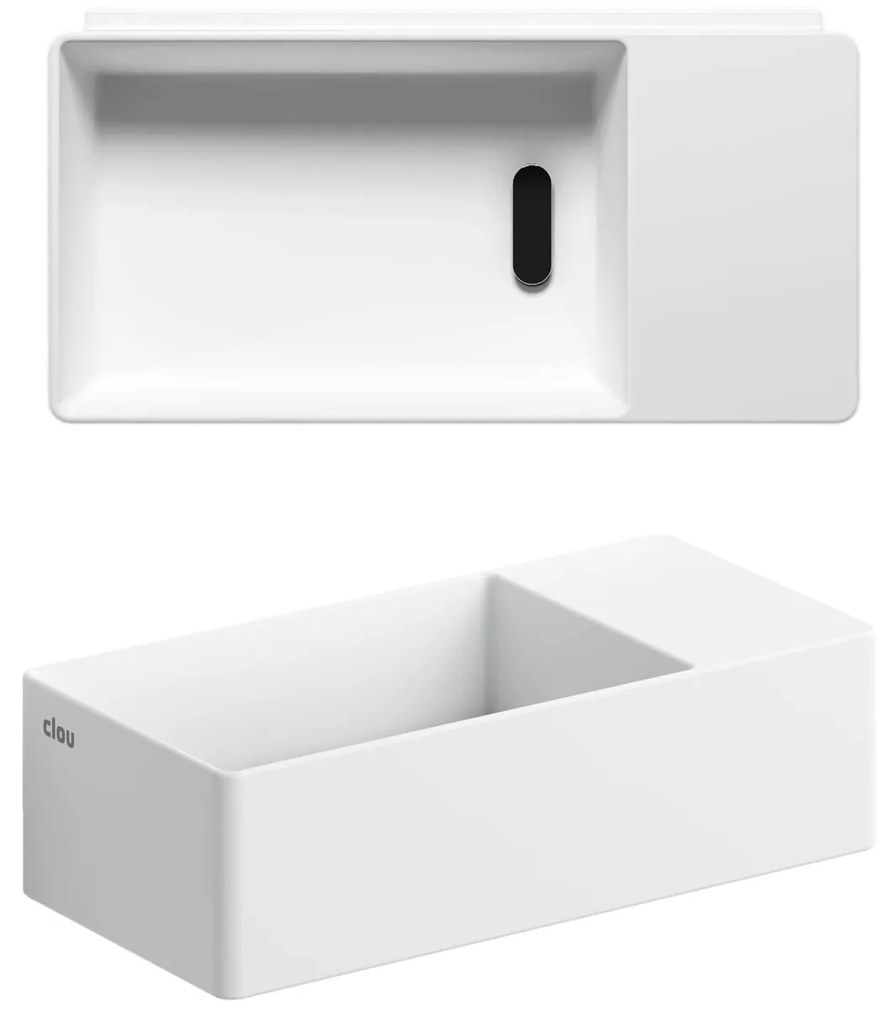 Clou New Flush 3 fontein solid surface 35cm rechts wit mat