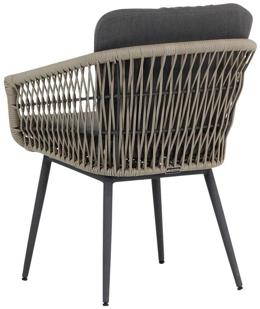 Tuinset Ronde Tuintafel 6 personen 140 cm Rope Taupe Lifestyle Garden Furniture Western/Graniet