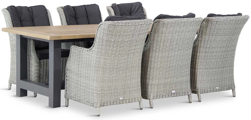 Tuinset 6 personen 260 cm Wicker Grijs Garden Collections Buckingham/San