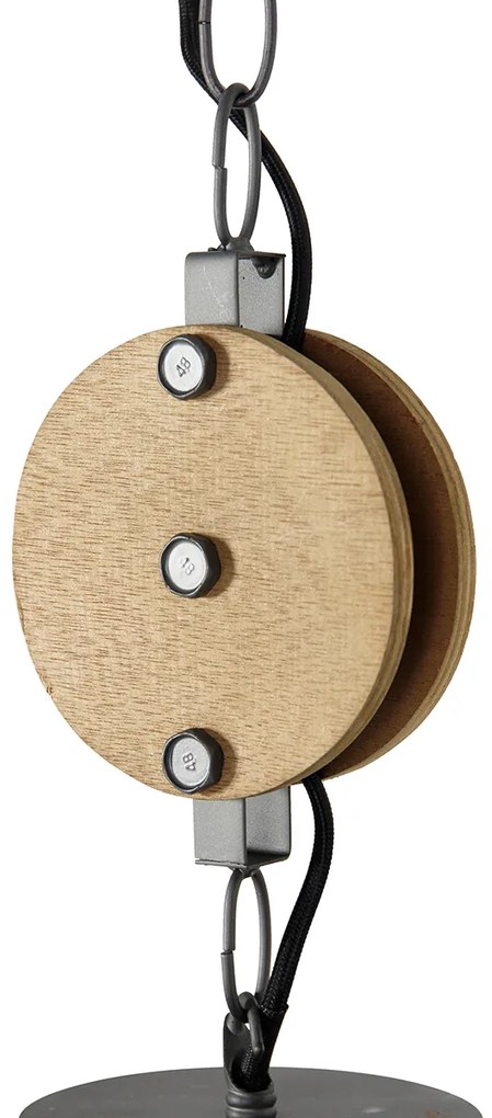 Smart hanglamp donkergrijs met hout 34 cm incl. Wifi G95 - Arthur