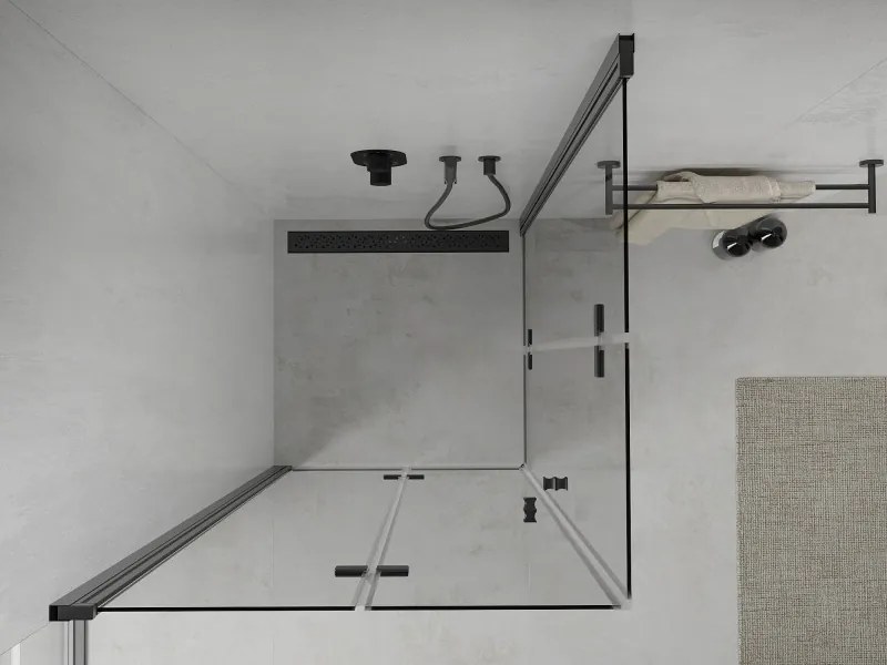 Mexen Lima Duo opklapbare douchecabine 90 x 90 cm, transparant, zwart - 856-090-090-70-00-02