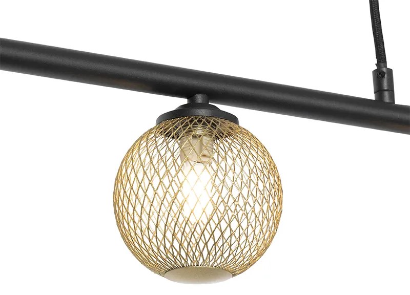 Eettafel / Eetkamer Moderne hanglamp zwart met goud 100 cm 5-lichts - Athens Wire Landelijk G9 Binnenverlichting Lamp