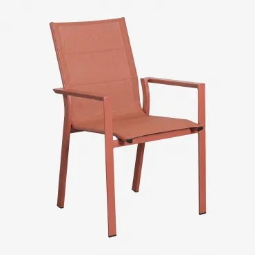 Set Van 4 Stapelbare Tuinstoelen Met Armleuningen Van Aluminium Karena Terracota - Sklum