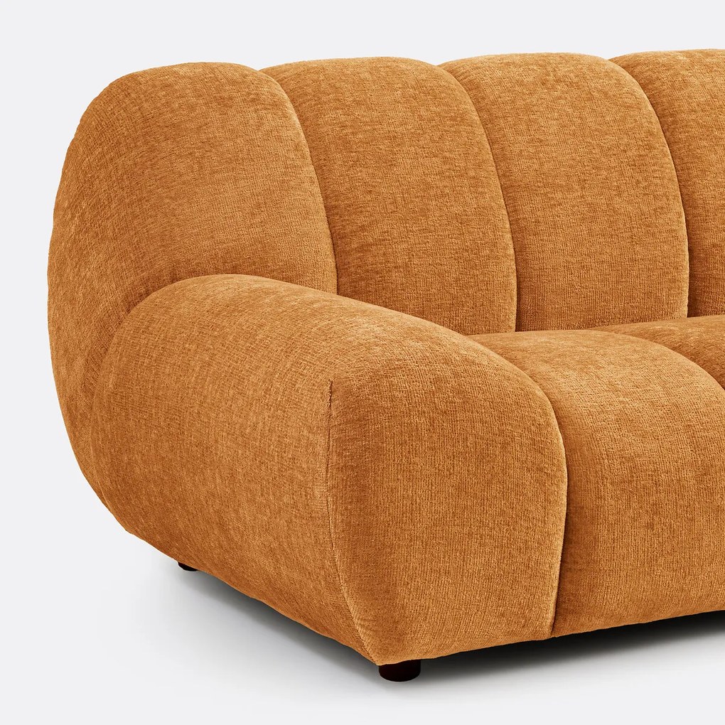 Rechte hoekbank, dik fluweel, Nuria