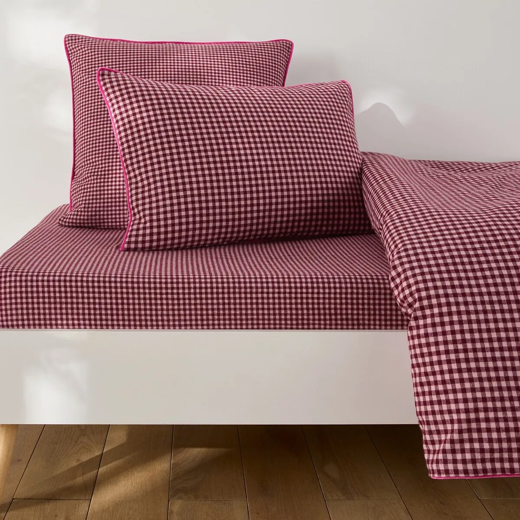 Hoeslaken voor kinderen, katoenen flanel, rand van 25 cm, geruit, VICHY FLANELLE