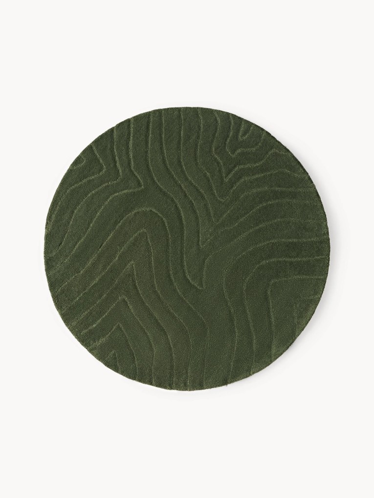 Rond wollen vloerkleed Aaron, handgetuft