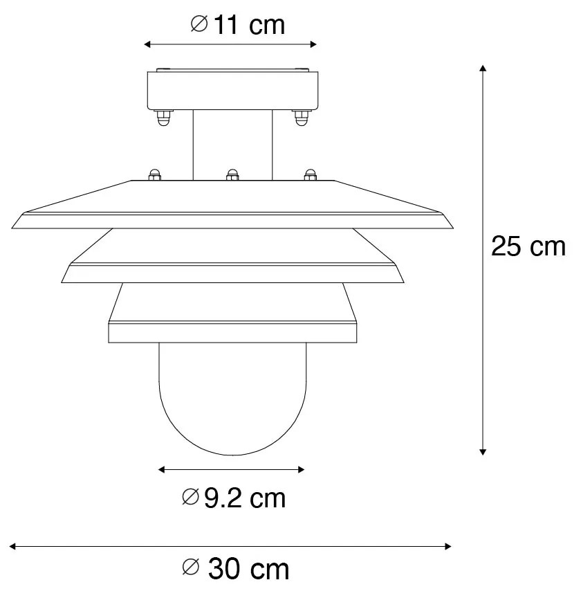 Design buiten plafondlamp zwart IP44 - Morty Design E27 IP44 Buitenverlichting rond