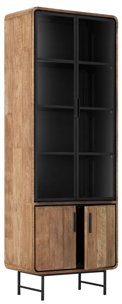 DTP Home Evo Hoge Vitrine Kast Teak Hout - 80x40x220cm.