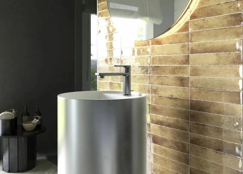 Jabo Kalon wandtegel terracotta 5x25cm glans