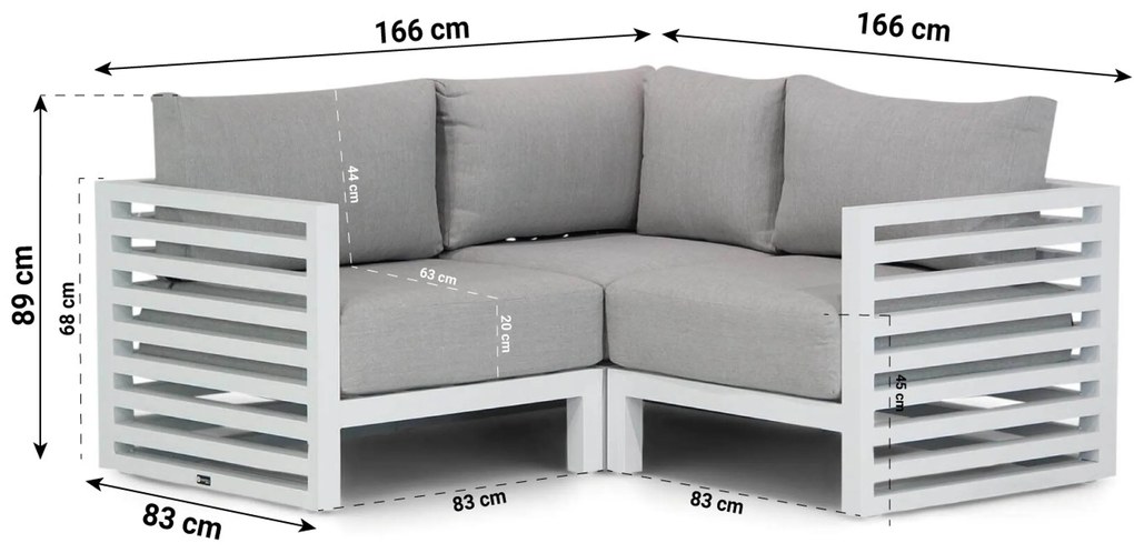 Hoek loungeset 2 personen Aluminium Wit Santika Furniture Santika Jaya