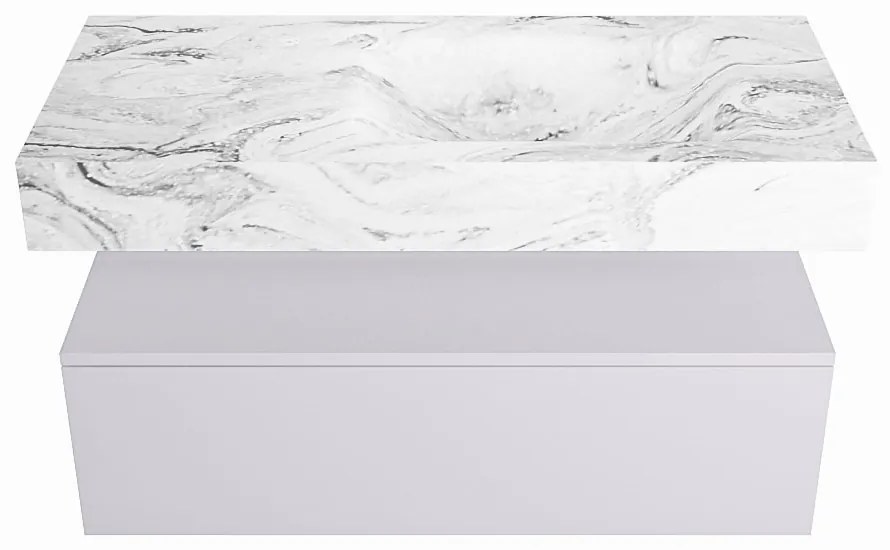 Mondiaz Alan DLux badmeubel 100cm cale 1 lade met wastafel glace rechts zonder kraangat