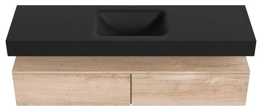 Zaro Alan badmeubel 160cm washed oak 2 lades met vrijhangende wastafel cloud midden 1 kraangat urban