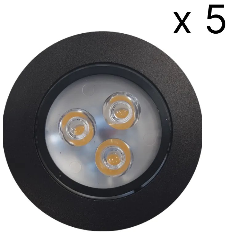 NJOY verlichtingsset met 5 LED spots 85mm 3W zwart