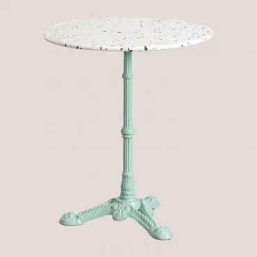 Ronde Barkruk Ø60 Cm In Terrazzo Azteca Ivoor & Zwart Terrazzo - Paradijseiland Groen - Sklum