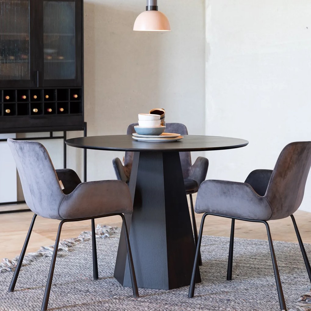 Zuiver Pilar Black Ronde Design Eettafel Zwart - 100 X 100cm.