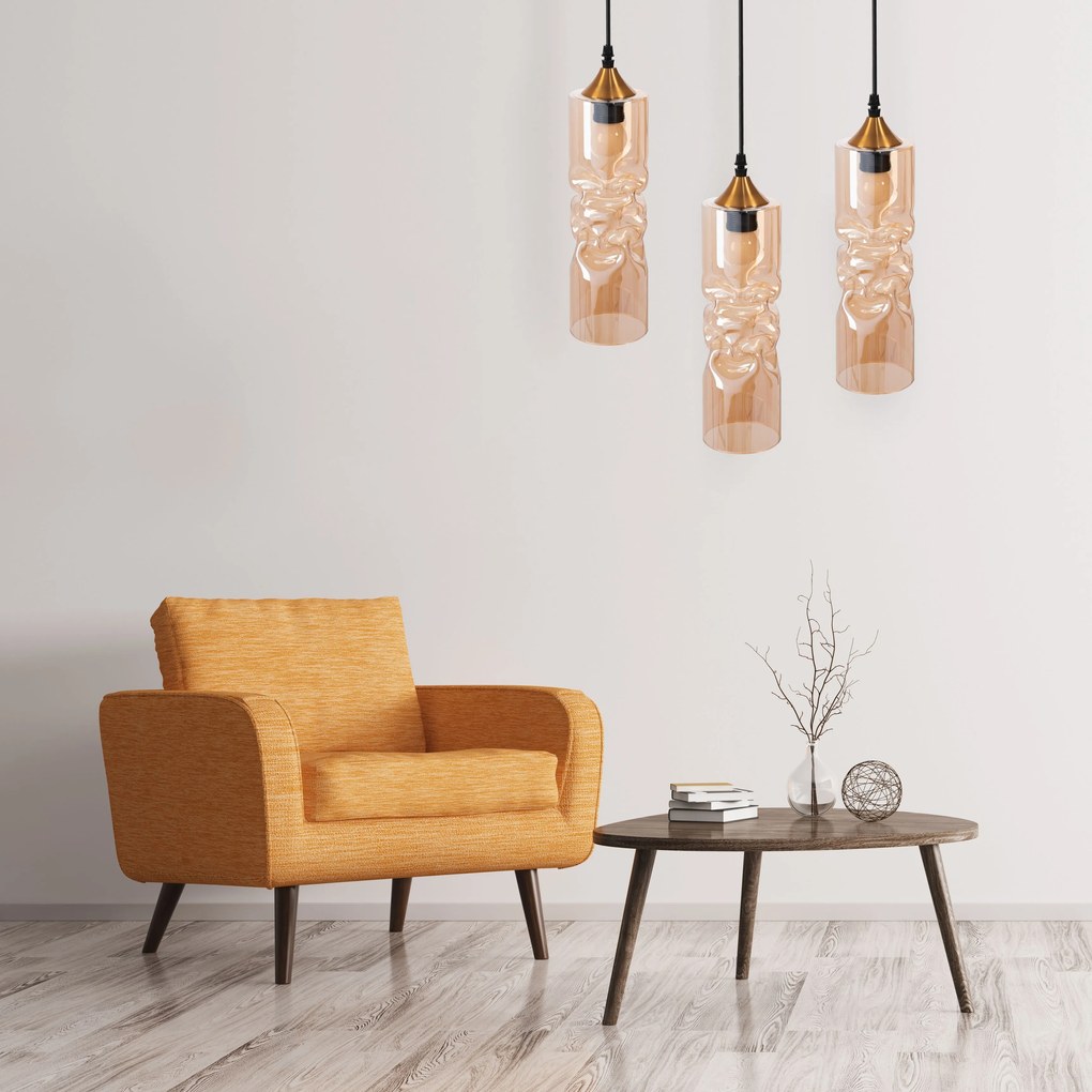 Hangende Glazen Plafondlamp APP901-1CP Goud