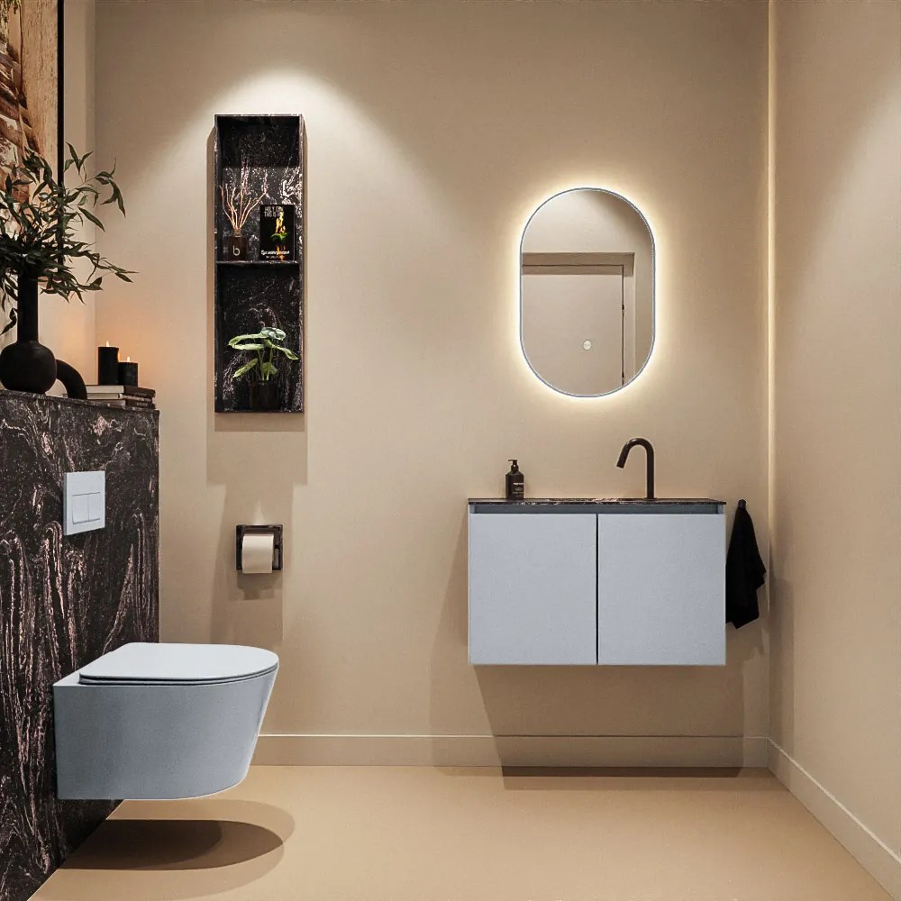 Mondiaz Ture DLux toiletmeubel 80cm clay met wastafel lava midden met kraangat